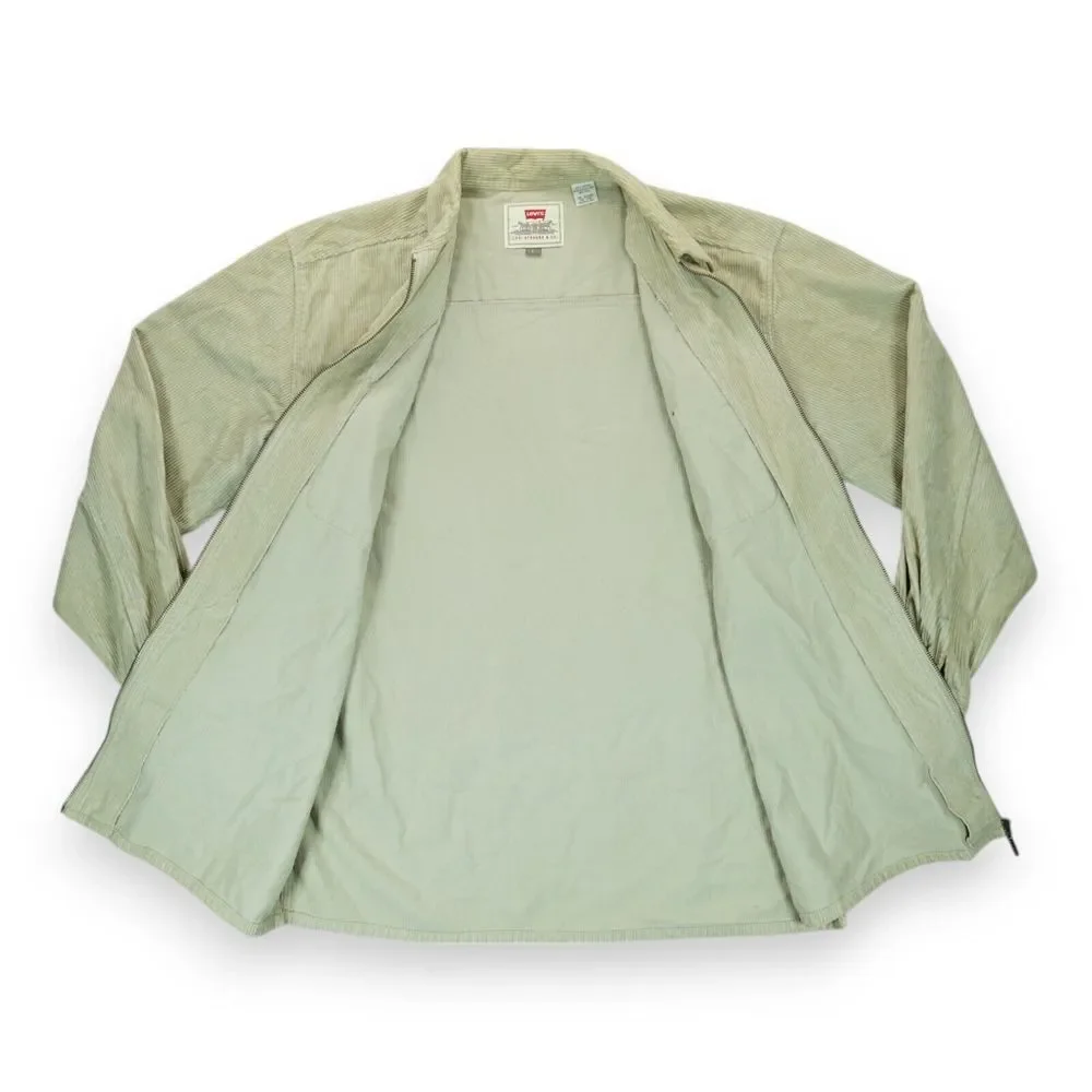 Vintage Levi's Corduroy Shirt Jacket Men's L Zip‎ Up Tan 90s Y2K Cotton Retro